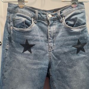 Unique and Chic Light Blue Jeans with Star Detail